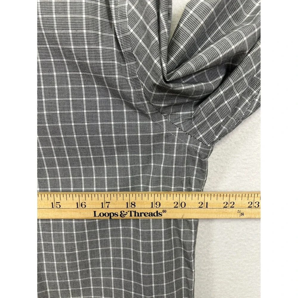 Banana Republic Modern Graphic Slim Fit Mens M Grey Grid Wrinkle Resistant Shirt